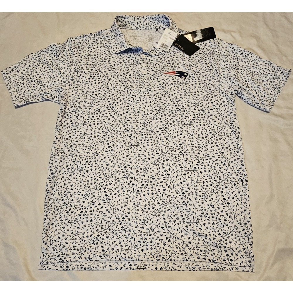 NWT Antigua NFL New England Patriots Polo White/Navy Mens Small